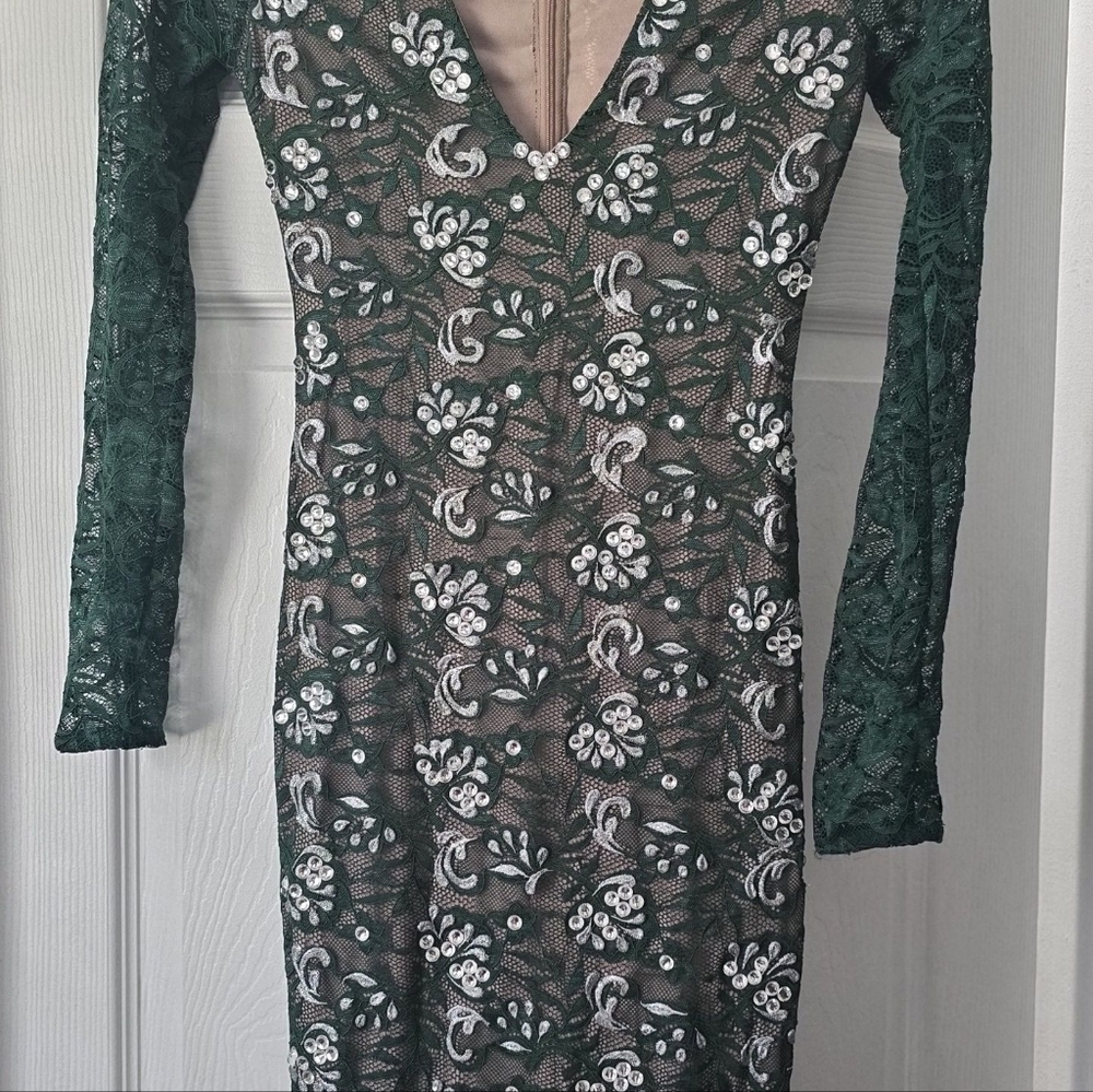 Green dress with diamonds